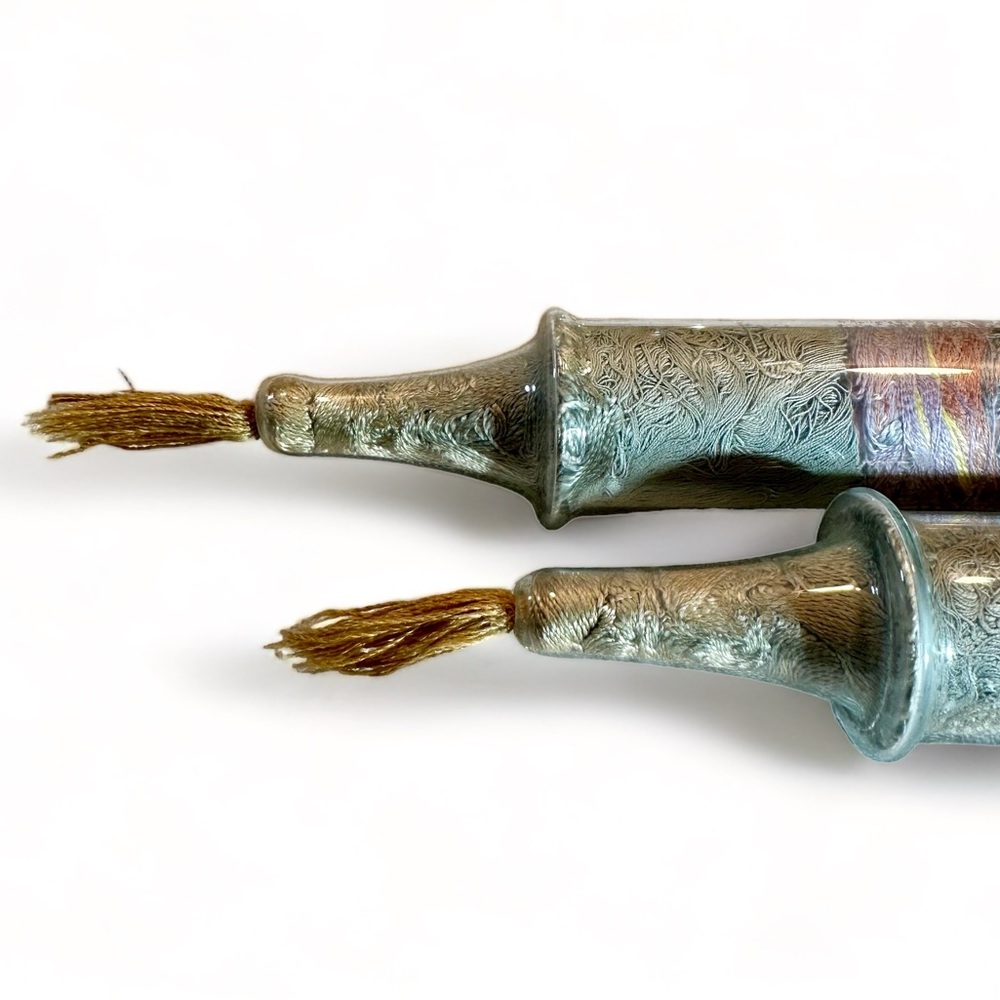 RARE 1925 Glass-Crystal Candle-Tapers Aristo Hemill Products NY Silk Thread